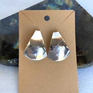 VTG Sterling Silver 925 Signed Polished & Brushed Curved Stud Earrings